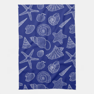 Blaue Muschel Küchentuch