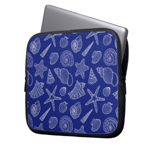 Blaue Muschel Laptopschutzhülle (Vorderseite Links)