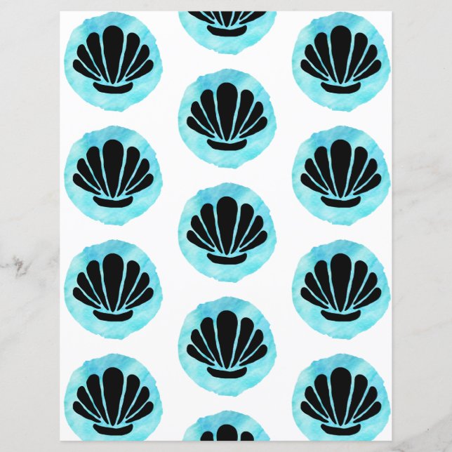 Blaue Muschel Muster - Scrapbook Paper (Vorderseite)