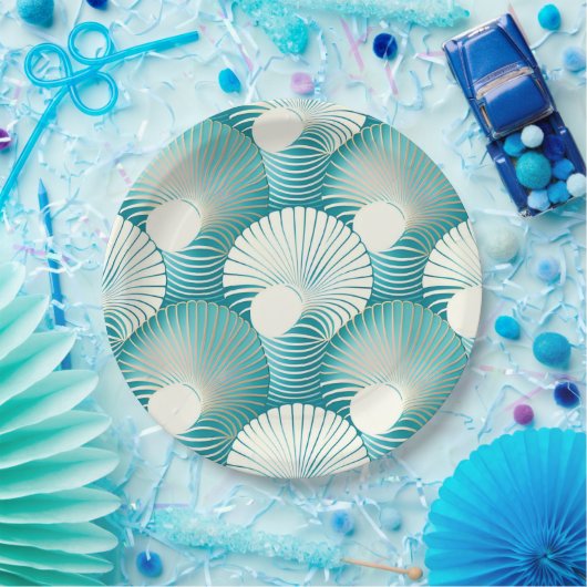 Blaue Muschel Pappteller (Party)