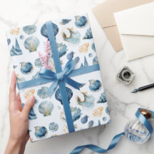 Blaue Muschel-Sommer-Verpackungspapier 