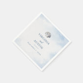 Blaue Muschel Strandhochzeit Serviette (Ecke)