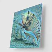 Blaue Muscheln am Strand Quadratische Wanduhr (Winkel)