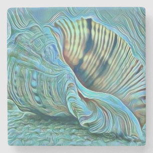 Blaue Muscheln am Strand Steinuntersetzer