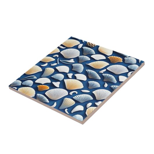 Blaue Muscheln Fliese (Seite)
