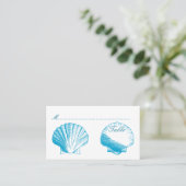 Blaue Muscheln Hochzeitssitzkarten Platzkarte (Stehend Vorderseite)