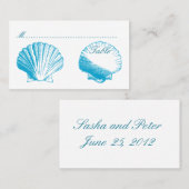 Blaue Muscheln Hochzeitssitzkarten Platzkarte (Vorne/Hinten)