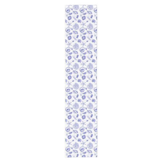 Blaue Muscheln Kurzer Tischläufer (Vorderseite)