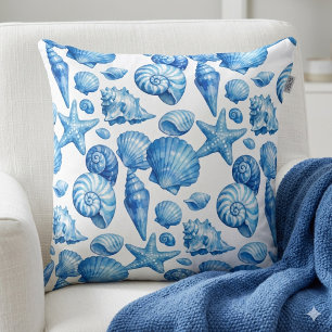 Blaue Muscheln. Maritim. Dekokissen