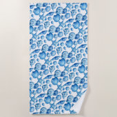 Blaue Muscheln. Maritim. Strandtuch (Vorderseite)