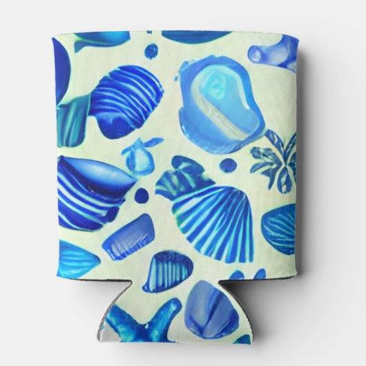 Blaue Muscheln Ozeanmuster Dosenkühler (Rückseite)