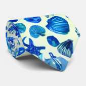 Blaue Muscheln Ozeanmuster Krawatte (Gerollt)