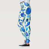 Blaue Muscheln Ozeanmuster Leggings (Links)