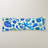 Blaue Muscheln Ozeanmuster Seitenschläferkissen (Rückseite)
