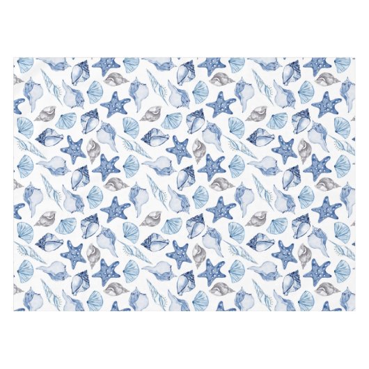 Blaue Muscheln Tischdecke (Vorderseite (Horizontal))