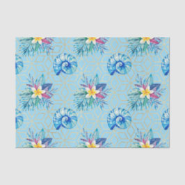 Blaue Muscheln und Blume Seidenpapier