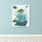 Blaue Muscheln und Korallen Leinwanddruck (Insitu (Holzboden))
