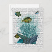 Blaue Muscheln und Korallen Postkarte (Vorne/Hinten)