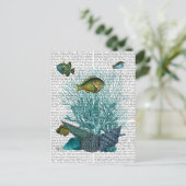 Blaue Muscheln und Korallen Postkarte (Stehend Vorderseite)