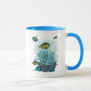 Blaue Muscheln und Korallen Tasse