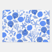 Blaue Muscheln und Korallenmuster - Geschenk am Me Geschenkpapier Set (Vorderseite)