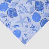 Blaue Muscheln und Korallenmuster Seidenpapier (Ausschnitt)