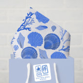 Blaue Muscheln und Korallenmuster Weiß Seidenpapier