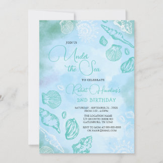 Blaue Muscheln unter dem Meer Geburtstag Einladung