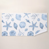 Blaue Muscheln Wasserfarbe Badehandtuch (Badehandtuch)