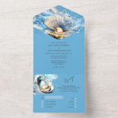 Blaue Muschelperle Austernstrasse Muschel Chic All In One Einladung (Innen Boden)