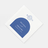 Blaue Muschelschalen Küstenstrand Hochzeit Serviette (Ecke)
