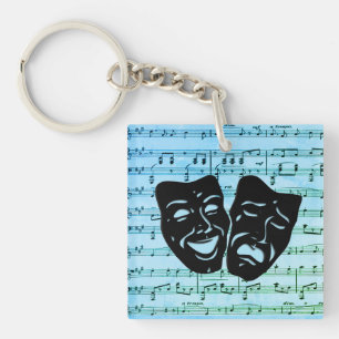 Blaue Musik Kunst vereint Theatermasken  Schlüsselanhänger