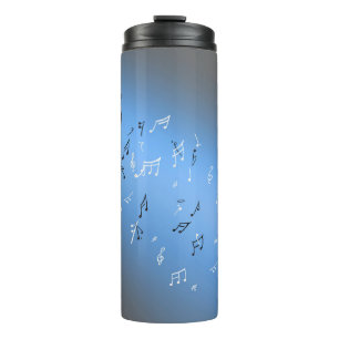 Blaue Musikernotizen im Mondlicht Thermosbecher