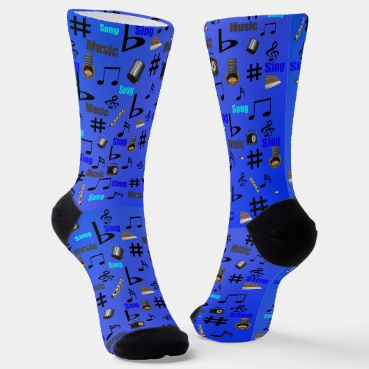 Blaue Musikinstrumente, Socken für volldrucke Crew (Gewinkelt)