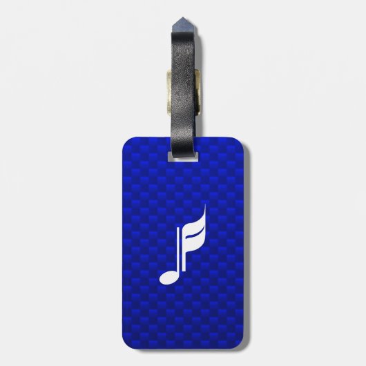 Blaue Musiknote Gepäckanhänger (Rückseite vertikal)