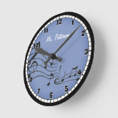 Blaue Musiknoten benutzerdefinierte große Uhr (Winkel)