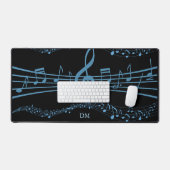 Blaue Musiknoten für die Schwarze Monogram Schreibtischunterlage (Tastatur & Maus)