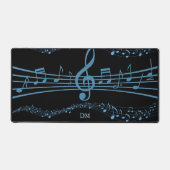 Blaue Musiknoten für die Schwarze Monogram Schreibtischunterlage (Vorderseite)