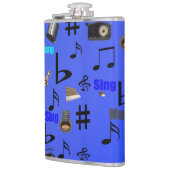 Blaue Musiknoten und -instrumente, Flachmann (Links)