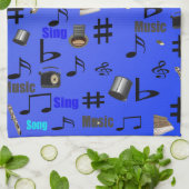 Blaue Musikstifte und -instrumente, Handtuch (Gefaltet)