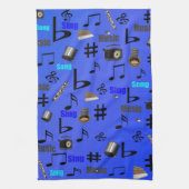 Blaue Musikstifte und -instrumente, Handtuch (Vertikal)