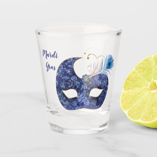 Blaue Muster-Karneval-Maske Schnapsglas (Vorderseite)