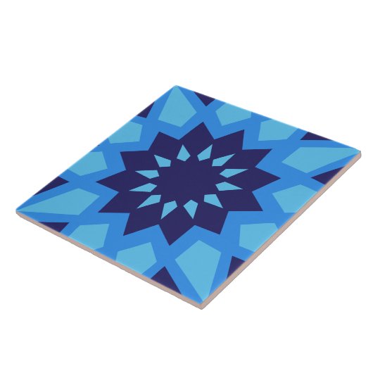 Blaue Muster Keramik Tile Fliese (Seite)