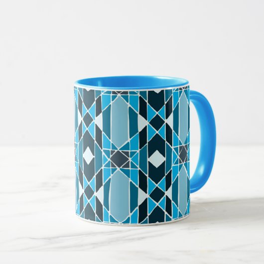Blaue Muster-Tasse Tasse (VorderseiteRechts)