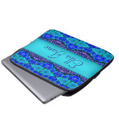 blaue MusterLaptop-Computer Hülse mit Namen Laptopschutzhülle (Vorne Knopf)