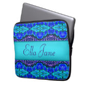 blaue MusterLaptop-Computer Hülse mit Namen Laptopschutzhülle (Vorderseite Links)