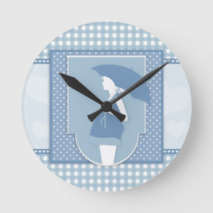 blaue Mutterschaft Runde Wanduhr