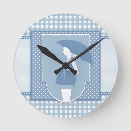 blaue Mutterschaft Runde Wanduhr (Vorderseite)