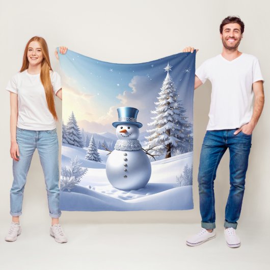 Blaue Mützen-Schneemann-Flanelldecke Fleecedecke (Beispiel)