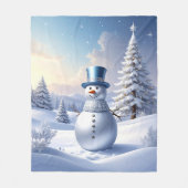 Blaue Mützen-Schneemann-Flanelldecke Fleecedecke (Vorderseite)